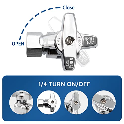 Purageir 10 Pack Pushfit Angle Stop Faucet Valve, 1/2" Push-Fit X 3/8" Comp, Quarter Turn 1/2" Nom X 3/8" Compression Shut Off Water Valve, Pex, Copper,Cpvc,Brass #TOP4