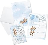 Bear Baby Shower Invitations with Book Request and Diaper Raffle Card, We Can Bearly Wait Teddy,...