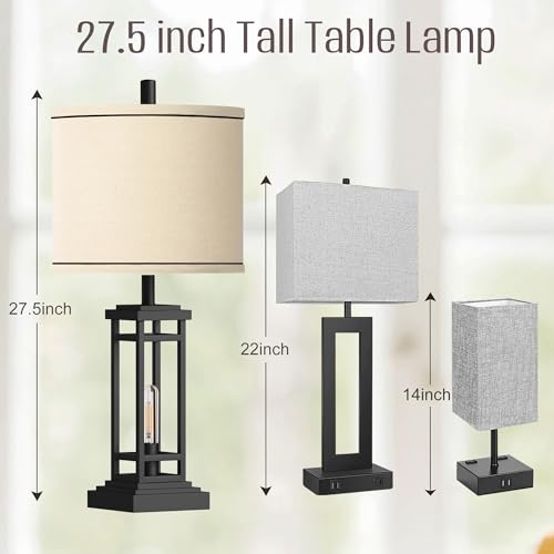 ROTTOGOON-275-Tall-Farmhouse-Table-Lamps-with-USB-C-USB-A-Charge-Ports-Rustic-Living-Room-Lamps-Set-of-2-Black-Industrial-End-Table-Lamp-for-Bedroom-Living-Room-Nightstand-Black