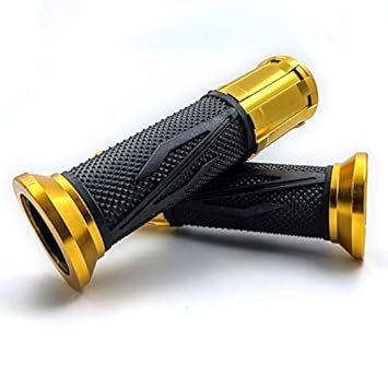 Gear Up Premium Rizo Universal Grip Set With CNC Aluminium Body & Bar Ends for Benelli TNT 300 (Set of 2), Gold