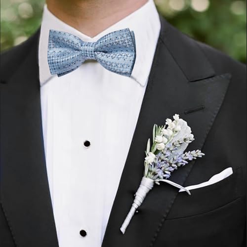 Image of DiBanGu Pre-Tied Bow Ties for Men Silk Adjustable Tuxedo Bowties Pocket Square Cufflinks Set with Lapel Pin Jacquard Woven