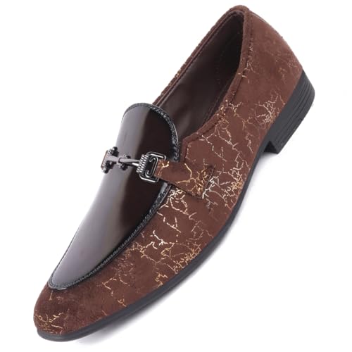 FAUSTO Men's Party Formal Velvet Horsebit Buckle Slip On Loafer Shoes