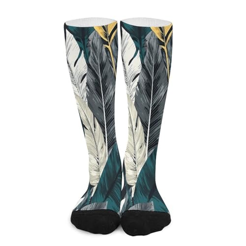 FekiLoot Different Leaves Compression Socks Cozy Soft Support Socks Fashion Breathable Knee High Tube Socks for Adult