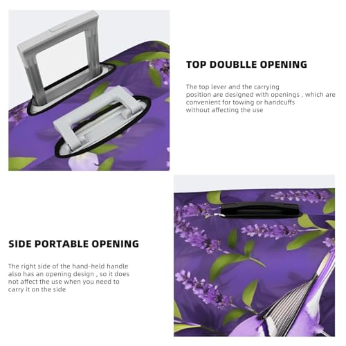 Bird in Purple Lavender Floral Flowers print Trolley Suitcase Protective Cover Luggage Protective Cover Unique Double Sided Pattern4