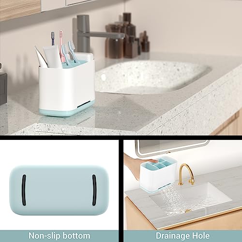 Toothbrush Holder, Toothpaste Holder With Anti-Slip Bottom, Electric Toothbrush Holder With Adjustable Dividers, Large Toothbrush Caddy Organizer Storage Detachable For Bathroom Shower Family Kids #TOP3