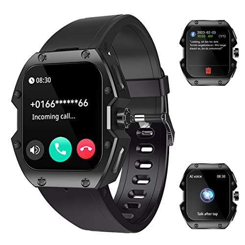 Rogbid Smart Watch for Men (Make/Answer Call) 1.91" Curved Tounch Screen 5ATM Waterpoof Military Smartwatch Fitness Tracker for Android Phones with Blood Pressure 123 Sport Modes Bluetooth Call Watch
