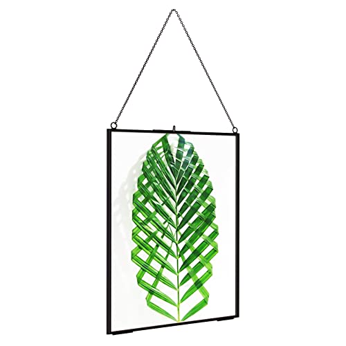 TLBTEK 8X12inch Picture Frames,Brass Hanging Double Glass Frame for Pressed