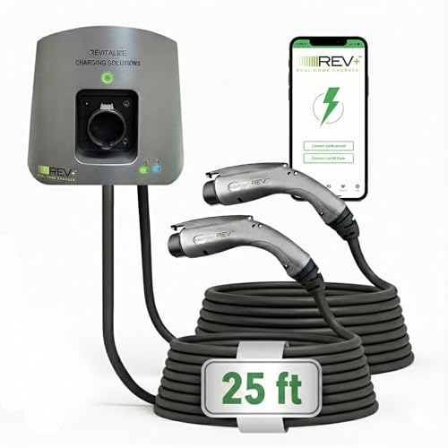 REV+ Dual-Port Level 2 EV Charger 50 Amps, 11.5 kW Power,