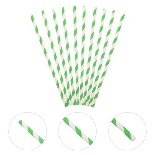 100 pitillos de papel con rayas verdes miniatura 7