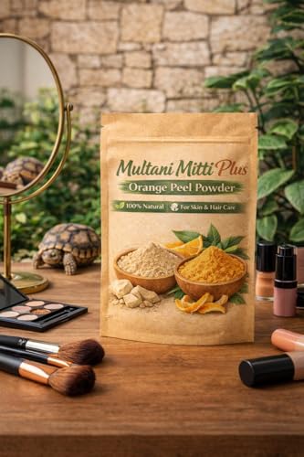 Image of Multani Mitti Plus Orange Peel Powder Face Pack, 100% Natural Herbal Skincare for Skin and Hair Care