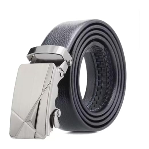 Cinto Social Masculino em Couro PU com Fivela Automática Design Moderno Preto