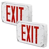 LEONLITE LED Exit Sign, Wet Location Exit Sign with Battery Backup, UL Listed, Outdoor Hardwired Exit Light with Double Sided, AC 120/277V, Weatherproof Emergency Light, Red, Pack of 2