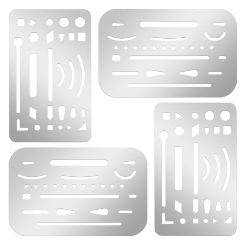4 Pcs Precision Eraser Shield for Precise Pencil Line Removal Stainless Steel Drawing Template Drafting Stencils Drafting Tools for Mechanical Drawing Correction Sketching Architecture Engineering