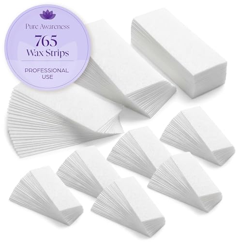 765 Professional Wax Strips for Waxing – Tear-Resistant Fabric Hair Removal Strips – 225 Large & 540 Small – Reusable for Warm Wax & Sugar Paste – Face, Body & Intimate Areas