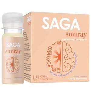 SAGA Organic Focus Shots | Contains Nootropics, Adaptogens, & Mushrooms – Bacopa, Ashwagandha, & Kava | High Bioavailability & Fast Onset | Primal Focus & Clarity | Chai Latte 2oz Shots (6-Pack)