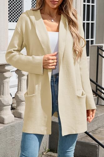 Image of Cakulo Womens Long Hooded Cardigan Sweaters Oversized Fall Cardigans 2025 Open Front Knit Sweater Coats Pockets