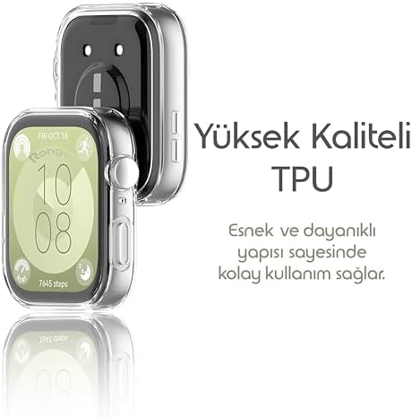 Rongep Huawei Watch Fit 3 için 360° Kasa Koruyucu Yumuşak TPU Kılıf Dokunmatiği ve Netliği Etkilemeyen Fit 3 Ekran Koruyucu Kılıf Darbelere Karşı Huawei Watch Fit3 Ekran Koruma (Şeffaf) - Görsel 4