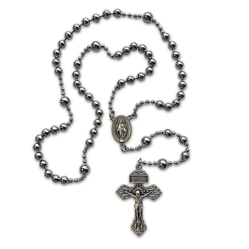 WWI Battle Beads Combat Metal Rosary -Silver Finish -Strong Construction -No Tangle -Historic Design