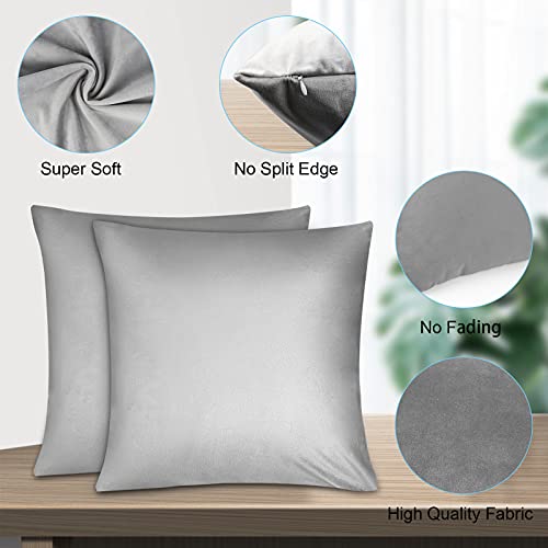 Esiposs Throw Pillow Covers 18X18 Velvet Cushion Covers Decorative Pillowcases Square Pillow Protector For Sofa Bed Chair Couch Car Office Yard Outdoor, Set Of 2, Silver Gray #TOP1