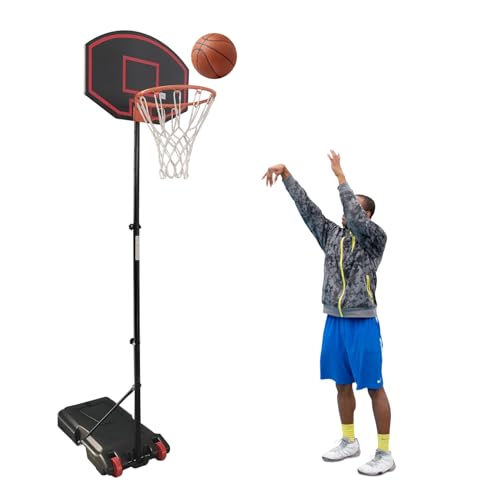Kids Height-Adjustable Basketball Hoop, 5-7.2ft Portable Backboard System, Fillable Base, Weather-Resistant for for Kids/Teenagers/Youth in Backyard/Driveway/Indoor
