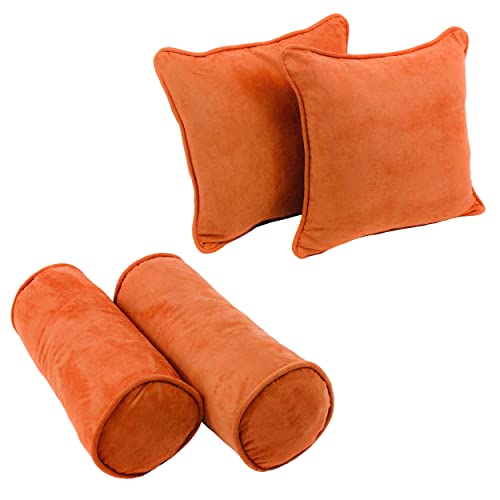 Blazing Needles Corded Microsuede Throw Pillow Set, Tangerine Dream 4 Count