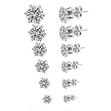 6 Pairs Stud Earrings Set, Hypoallergenic Clear Cubic Zirconia 316L Earrings Stainless Steel CZ Earrings for Women for Men 3-8mm