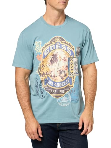 GUESS Men's Short Sleeve World Stamp Tee
