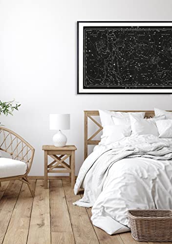 Large Horizontal Constellation Star Chart | Astrology Astronomy Zodiac Map Home Decor For Living Room, Bedroom, Nursery, Kid's Room #TOP4