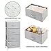 mDesign Tall Dresser Storage Tower Stand with 4 Removable Fabric Drawers - Steel Frame, Wood Top Organizer for Bedroom, Entryway, Closet - Lido Collection - Gray