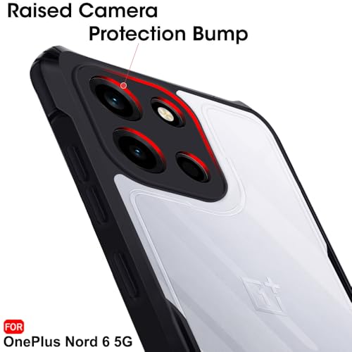 Image of TheGiftKart Shockproof Crystal Clear Back Cover Case for OnePlus Nord 6 5G | 360 Degree Protection | Protective Design | Transparent Back Cover Case for OnePlus Nord 6 5G (PC & TPU, Black Bumper)