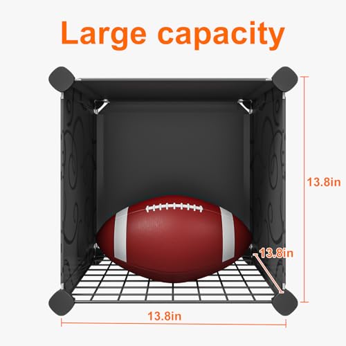 MAGINELS 25 Cube Storage Organizer,Portable Plastic Storage Cabinet,Closet.Stackable Cubby Shelf for Clothes,Toy,Bag. Suitable for Bedroom,Studyroom,Closet Organization,Black(14×14 inch)