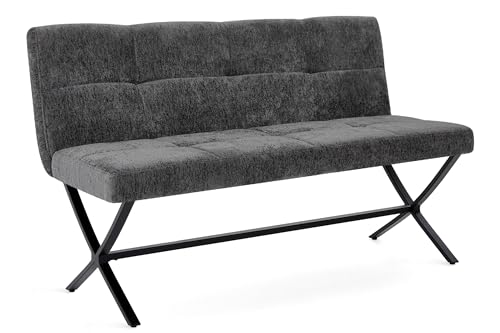 Bekrvio Samtstoff Esszimmerbank,140cm sitzbank Flur-Moderne sitzbank esszimmer im Industriestil,küchenbank mit stabilen Metallbeinen,10cm Dicke polsterbank, essbank mit rückenlehne Küche/Flur