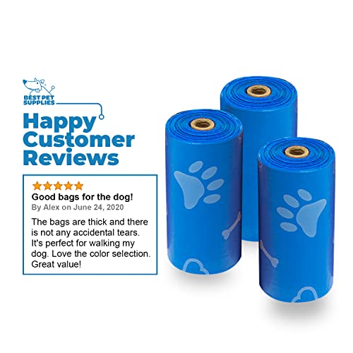 Best Pet Supplies Dog Poop Bags For Waste Refuse Cleanup, Doggy Roll Replacements For Outdoor Puppy Walking And Travel, Leak Proof And Tear Resistant, Thick Plastic - Blue (Unscented), 240 Bags #TOP4