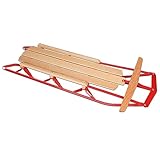 Mifoci Wood Sled Metal Runner Sled 54.7 inches Smooth Snow Sleigh Toboggan Winter Snow Sledge Portable Steering Slider with Solid Wooden Seat and Steering Bar for Kids Adults Toddler