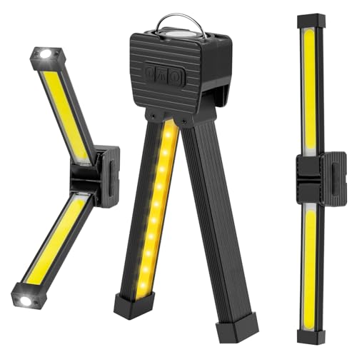 Gym Lamp, Portable Gym Light Posing Lamp Magnetic LED Flashlight 7th Gear Dimming with Hanging Hook 180° Folding (Black)
