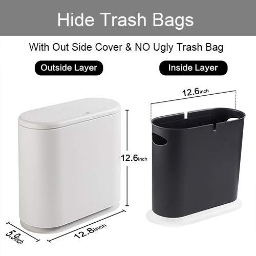 Caneca de basura rectangular blanca 10 litros con tapa pulsadora miniatura 4