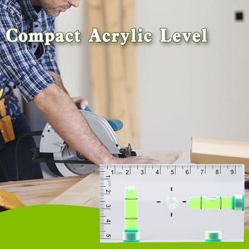 Candeon Mini Magnetische Wasserwaage, Transparente Zwei Richtungs Wasserwaage Mit 2 Libellen 90°/180°, Kleine T-Typ Horizontale/Vertikale Taschenwasserwaage, 95 X 50 X 13mm