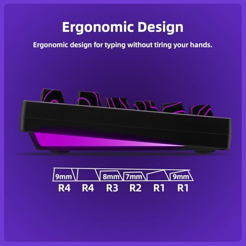 Image of ZORNHER ZH870 Wireless Gaming Mechanical Keyboard,80% Black Custom Creamy Sound Keyboard with Lighted Up Black Topographic Keycaps,Creamy Sounding Linear Switches,Hot-Swappable,RGB Backlit