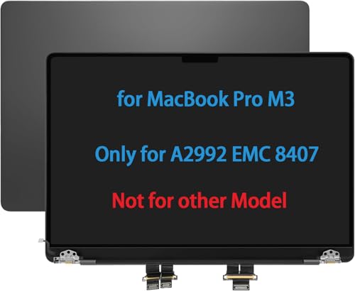 Image of 14 inch Screen Replacement for MacBook Pro M3 A2992 EMC 8407 LCD Screen Display Complete Top Assembly (Black)