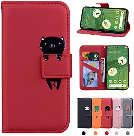 Rostsant Xiaomi Redmi Note 12 / Xiaomi Poco X5 Skórzane Etui Portfel Poco X5 Etui Ochronne do Xiaomi Poco X5 / Redmi Note 12 - Czerwony Kot