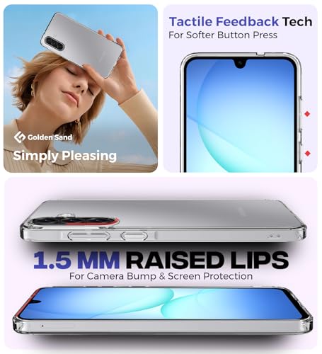 Image of Golden Sand Ice Crystal Back Cover Case for Samsung Galaxy A17 5G, Samsung Galaxy M17 5G - Transparent, Slim Fit, Military-Grade Drop Protection, Raised Lips, Anti-Scratch (Clear, TPU+PC)