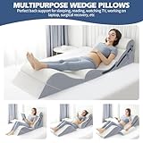 6p orthopädisches Bett Keil Kissen Set mit ganzem Memory Foam Taillenkissen, Bett Keil Kissen für Schlaf/Rückenschmerz Linderung, justierbare Bein Höhen Kissen für nach Operation, Schwellung.