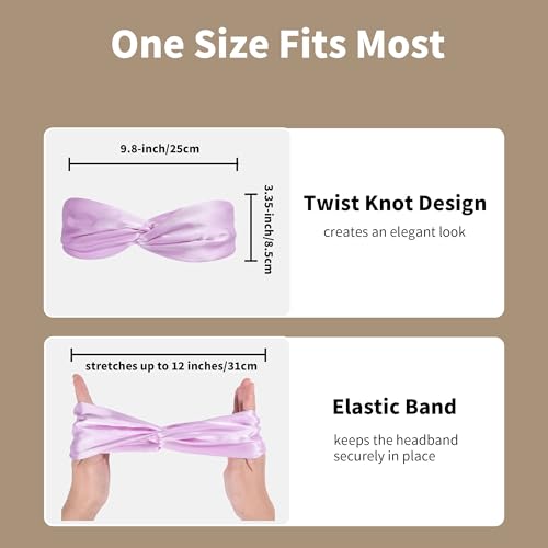 Image of ZLYC Mulberry Silk Headband for Women's Hair, Solid Light Purple