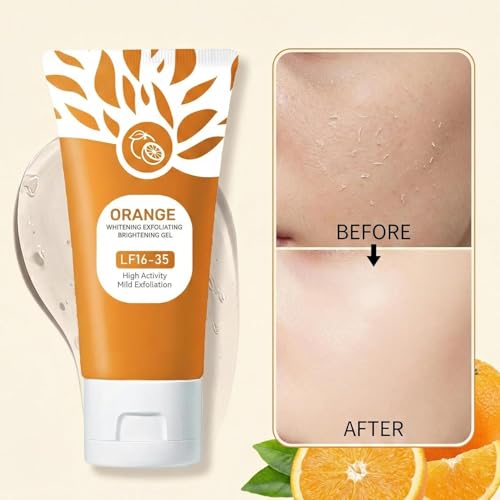 Image of Orange Enzyme Exfoliating & Brightening Gel for Face and Body | Gentle Peel Gel with Mild Exfoliation | Helps Remove Dead Skin, Tan & Dullness | For Smooth, Fresh Looking Skin (Pack of 1)