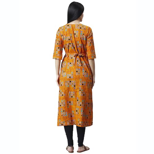 Image of CEE 18 Women's Cotton Rayon A-Line Maternity /Feeding Kurti with Zippers(9820 44,Electric Orange,2XL)