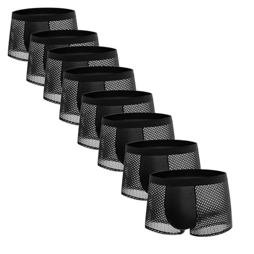 Lot de 8 Culotte en fibre de bambou homme en bambou anti-frottements, doux et confortables, légers, doux pour la peau, extensibles, évacuant l'humidité, respirants et confortables,（Noir , L）