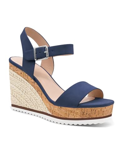 Image of Coutgo Women's Espadrille Wedge Platform Sandals Open Toe Ankle Buckle Strap Casual Summer Shoes