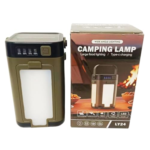 Runqiao LED Solar Camping Lantern, 6 Lighting Modes, Rechargeable, Adjustable Brightness, Waterproof IPX4, USB-C, Solar,for Camping, Hiking, Emergency