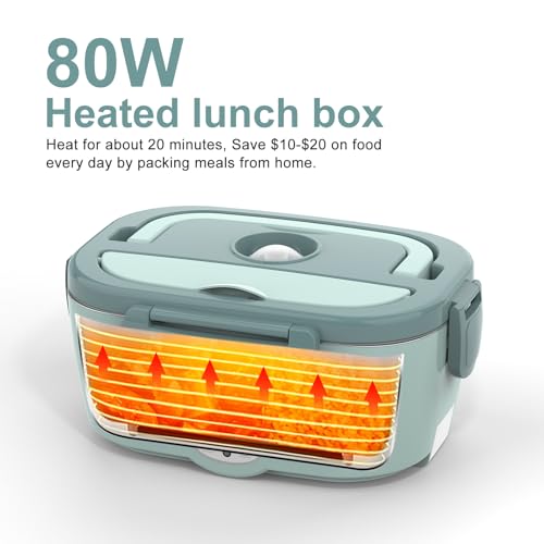 WisaKey Electric Lunch Box Food Heater, 80W Heated Lunch Box for Adults, 12V 24V 110V Portable Food Warmer LunchBox for Car Truck Work with Container, Carry Bag Gifts Fathers Day for Dad Husband Men by WisaKey - Image 5