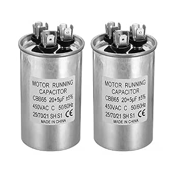 PATIKIL CBB65 10uF Funcionamiento Condensador, 10mfd 1uds AC 450V Aluminio Estuche con 2